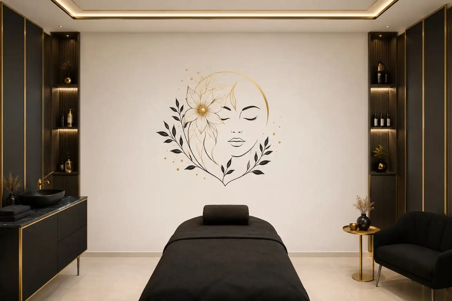 Wanddruck in einem Kosmetik- und Wellnessstudio