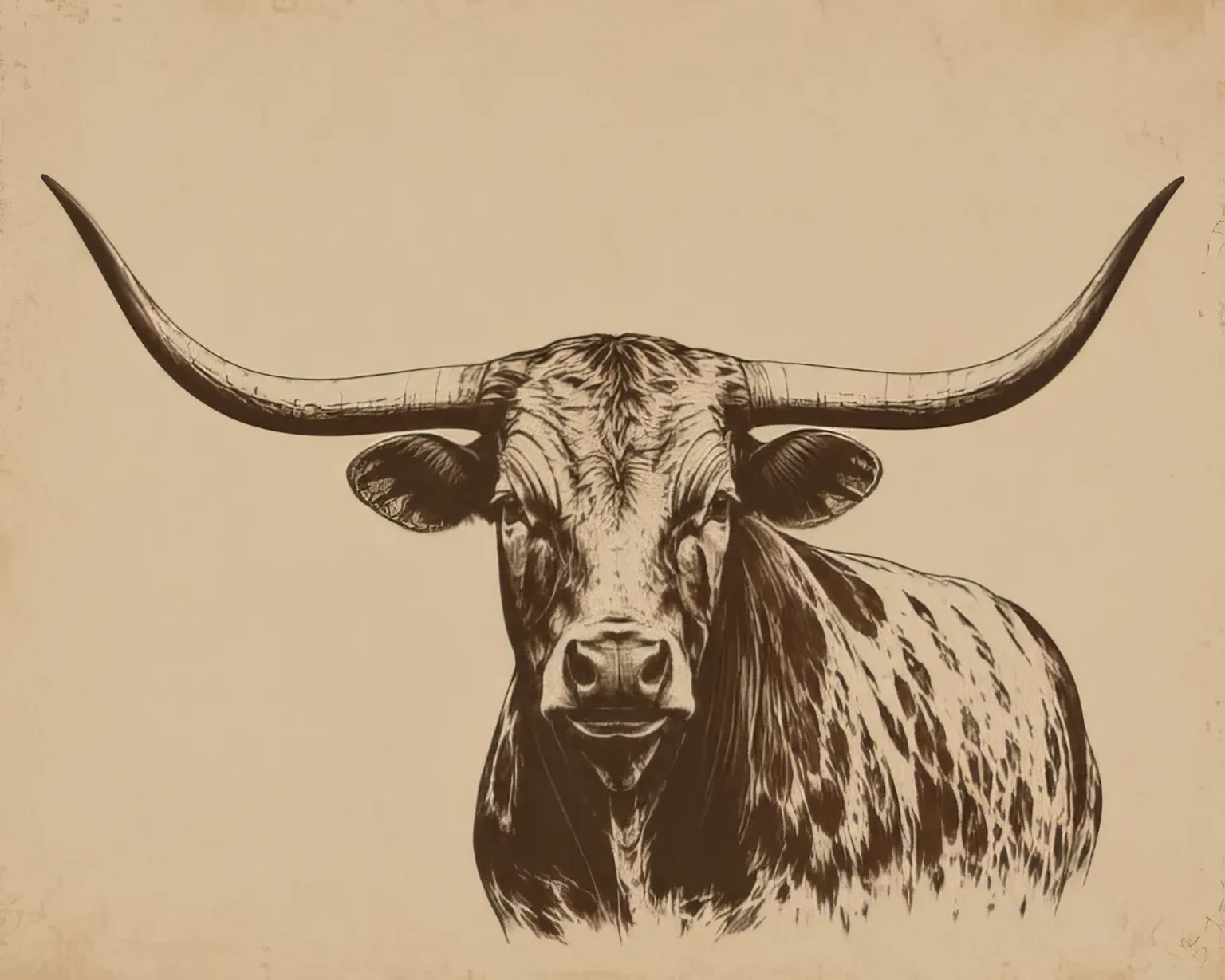 Vintage-Skizze eines Longhorns als Wanddruck